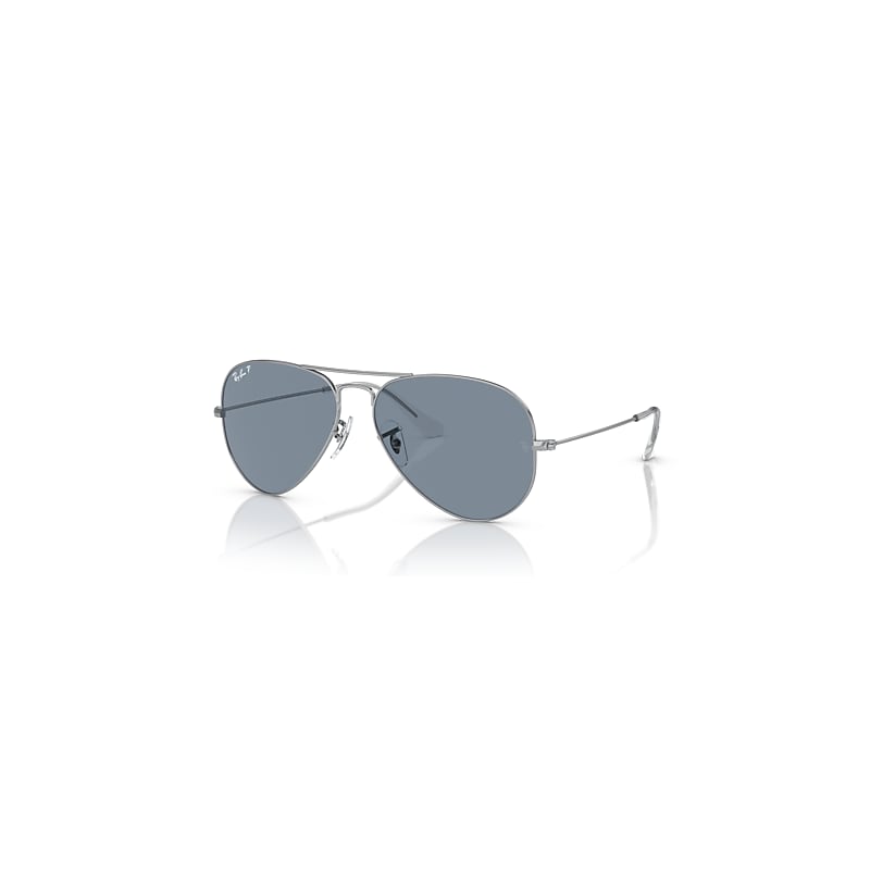 Ray-Ban Sunglasses Aviator Classic - Silver Frame Blue Lenses Polarized 55-14, RB3025 - Image 1