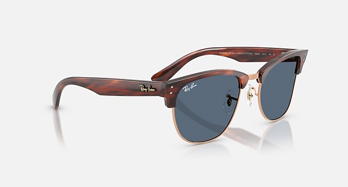 Ray-Ban Clubmaster Sunglasses in Brown with Rose Gold Mirrors Ray-Ban New Clubmaster Polarized+ Lenses L (51 - 20) with  main image 2