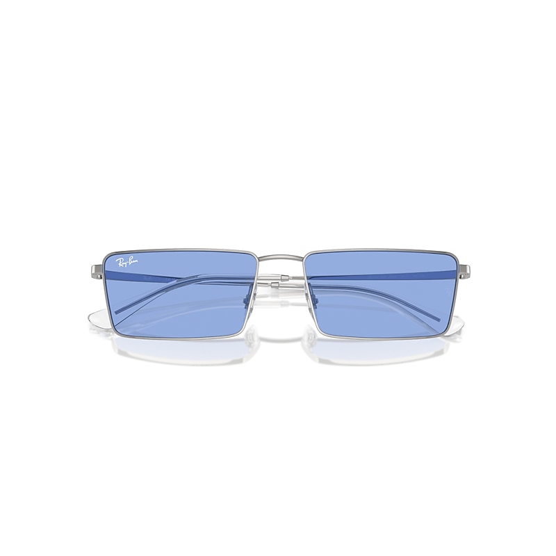Ray-Ban Emy Bio-based Sunglasses Silver Frame Blue Lenses 56-17