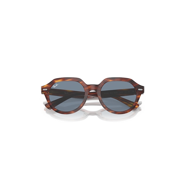 Ray-Ban Gina Sunglasses Striped Havana Frame Blue Lenses 53-21