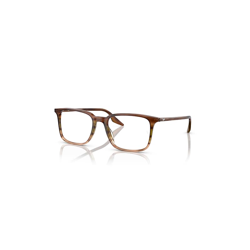 Ray-Ban Eyeglasses  Rb5421 Optics - Striped Brown & Green Frame Clear Lenses Polarized 55-19, RX5421