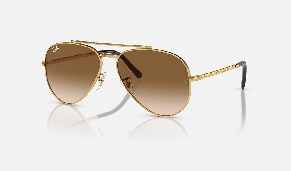 NEW AVIATOR Sunglasses in Arista Gold and Light Brown (58-14