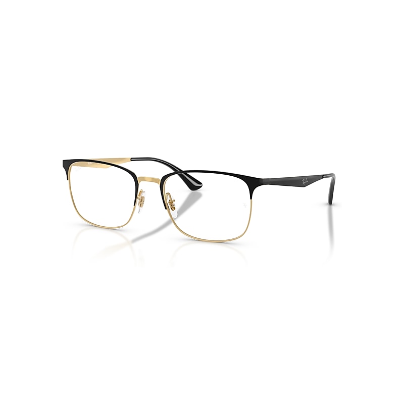 Ray-Ban Eyeglasses Unisex Rb6421 Optics - Black & Gold Frame Clear Lenses Polarized 52-18