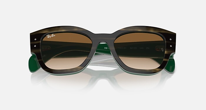 JORGE Sunglasses in Striped Green On Green and Clear & Brown