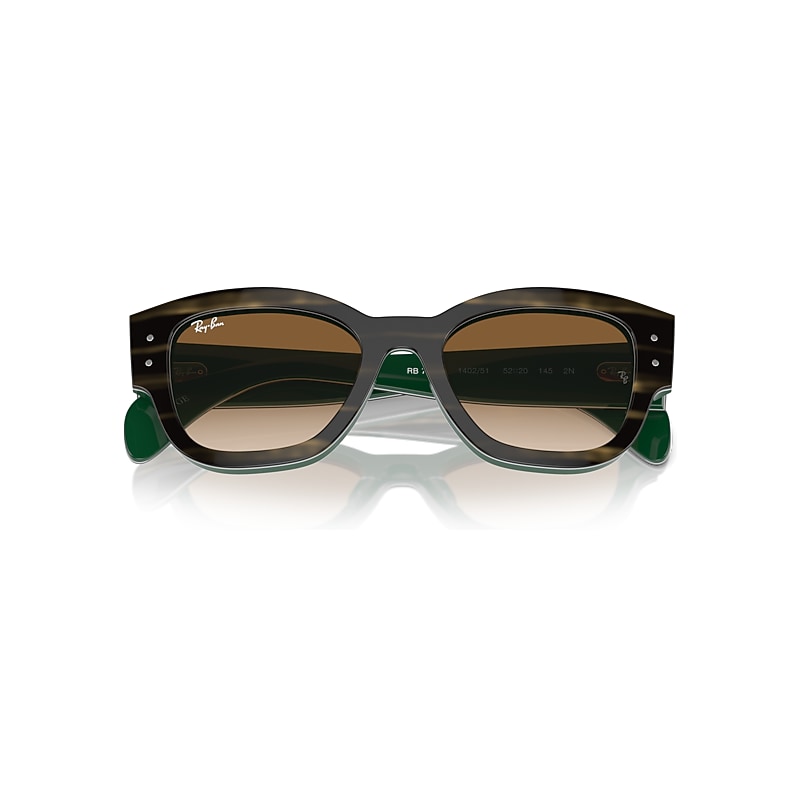 Ray-Ban Jorge Sunglasses Striped Green On Green Frame Brown Lenses 52-20