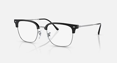 シゲ  RB7216F-8373-53 伊達BZNV25F NEW CLUBMASTER OPTICS Eyeglasses with Black On Silver and Clear