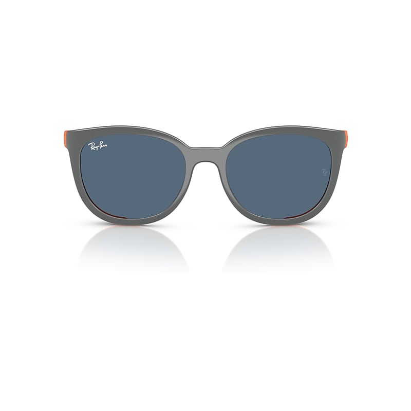 Ray-Ban Rb1631 Clip-On Kids Bio-Based Gris Oscuro Sobre Goma Naranja Montura Azul Lentes 47-16, RB1631C
