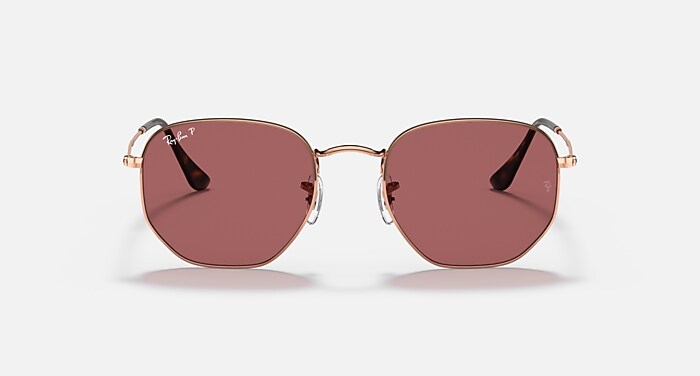 HEXAGONAL FLAT LENSES Sunglasses in Rose Gold and Violet Polarized
