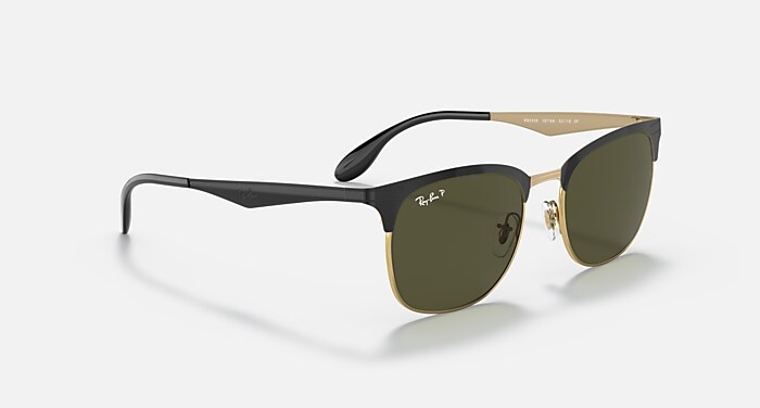 RB3538 Polarized Sunglasses in Black On Gold and G-15 Green