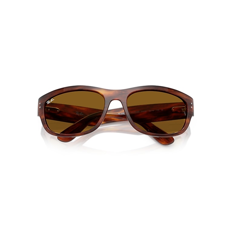 Ray-Ban Mega Balorama Sunglasses Striped Havana Frame Brown Lenses 60-19