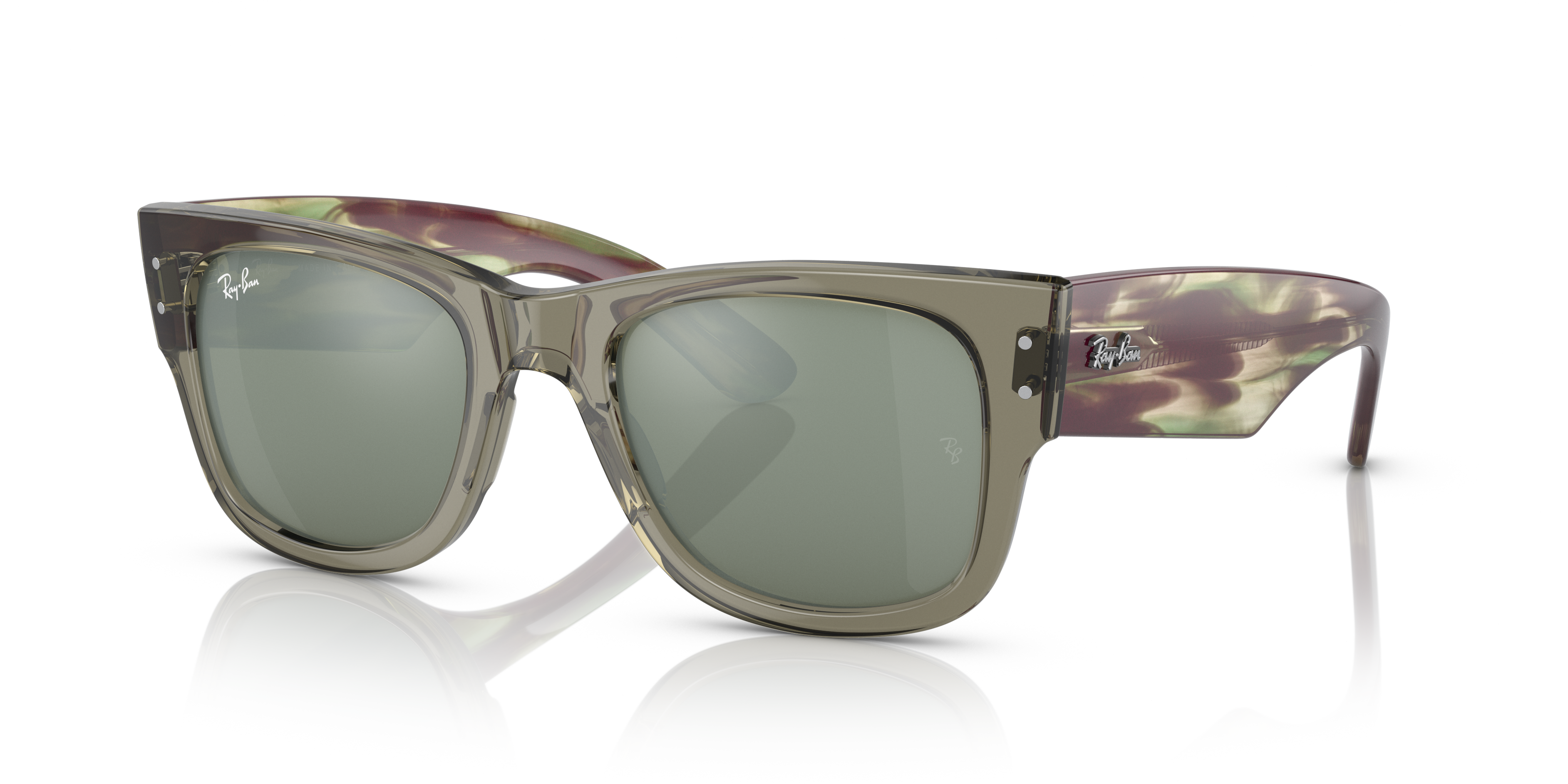 MEGA WAYFARER Sunglasses in Transparent Green and Silver - RB0840S
