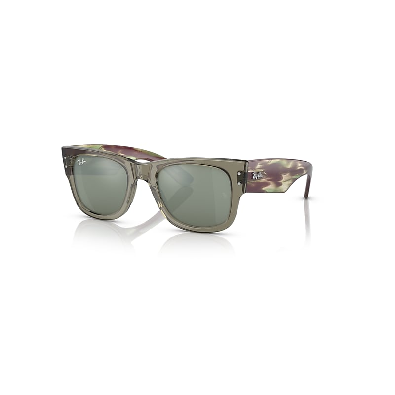 Ray-Ban Unisex Sunglass Mega Wayfarer - Frame color: Transparent Green, Lens color: Silver - Image 2