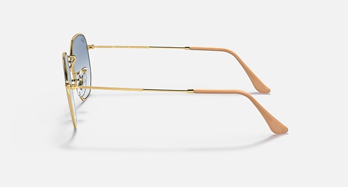 Ray-Ban Gold Frame Light Blue Lens Sunglasses RB3548 frame 54 Ray-Ban RB3548N HEXAGONAL 001/9O 54M Gold/Light Blue Flash  main image 2