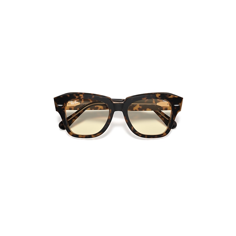 Ray-Ban State Street Blue-violet Light Clear Evolve Sunglasses Havana On Transparent Brown Frame Clear Lenses 49-20