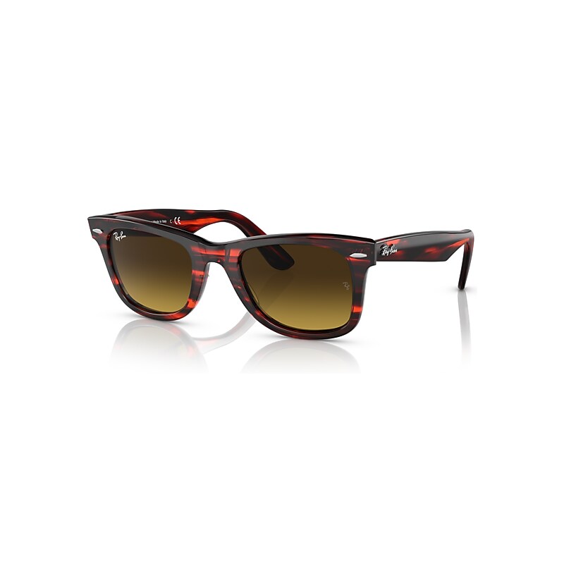 Ray-Ban Sunglasses  Original Wayfarer Bio-Based - Striped Red Frame Brown Lenses 50-22, RB2140, Online Exclusive