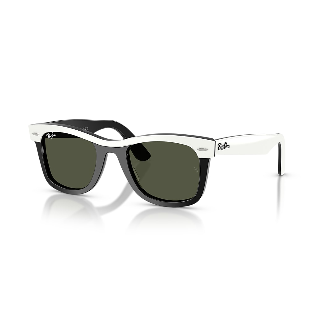 WAYFARER STREET NEAT Sunglasses in White On Black and Green