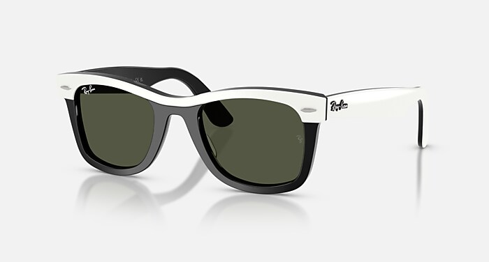 WAYFARER STREET NEAT Sunglasses in White On Black and Green