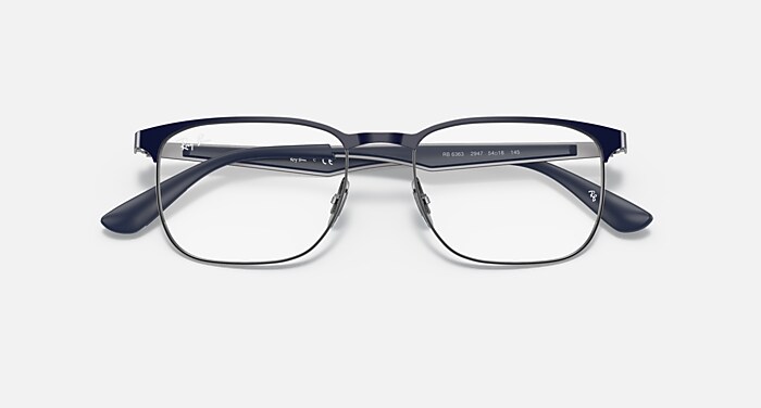 リック RB6363 OPTICS Eyeglasses with Blue On Gunmetal Frame - RB6363