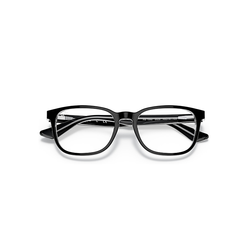 Ray-Ban Rb1592 Optics Kids Optical Black On Transparent Frame Clear Lenses Polarized 48-16