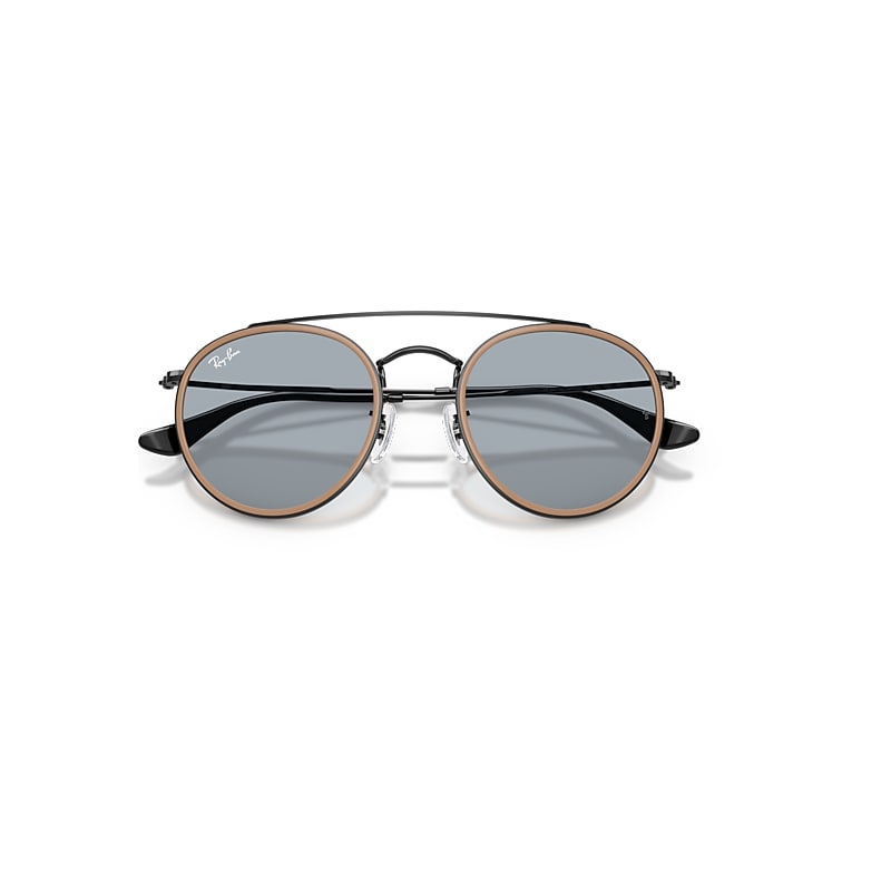 ROUND DOUBLE BRIDGE Sunglasses in Black and Blue - RB3647N | Ray