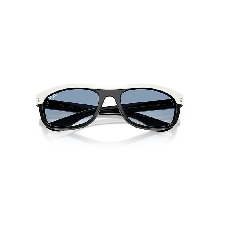 Ray-Ban Balorama Street Neat Sunglasses White On Black Frame Blue Lenses 62-19