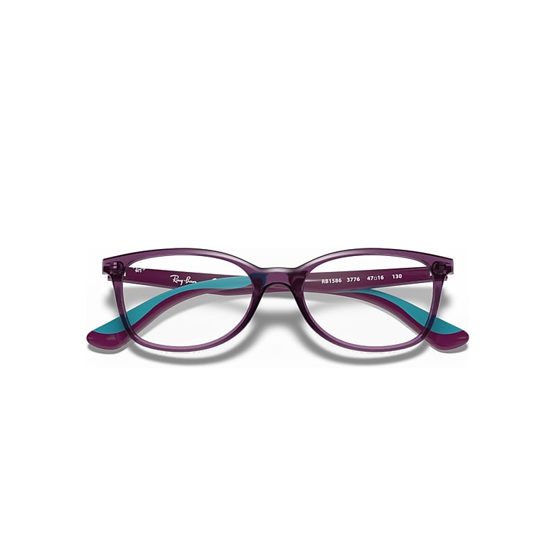 Ray-Ban Rb1586 Optics Kids Eyeglasses Violet Frame Clear Lenses Polarized 49-16