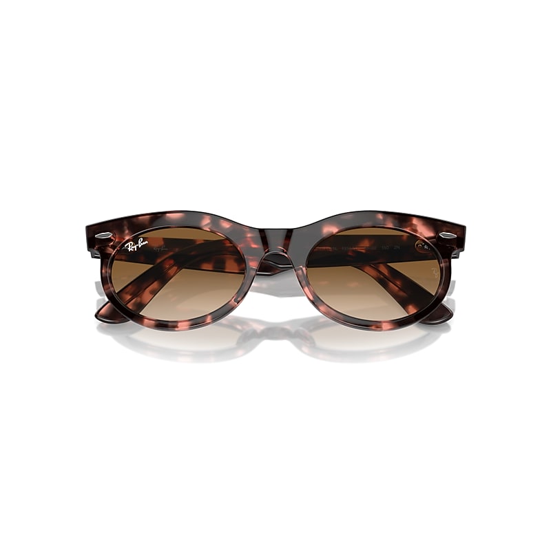 Ray-Ban Wayfarer Oval Sunglasses Pink Havana Frame Brown Lenses 50-22
