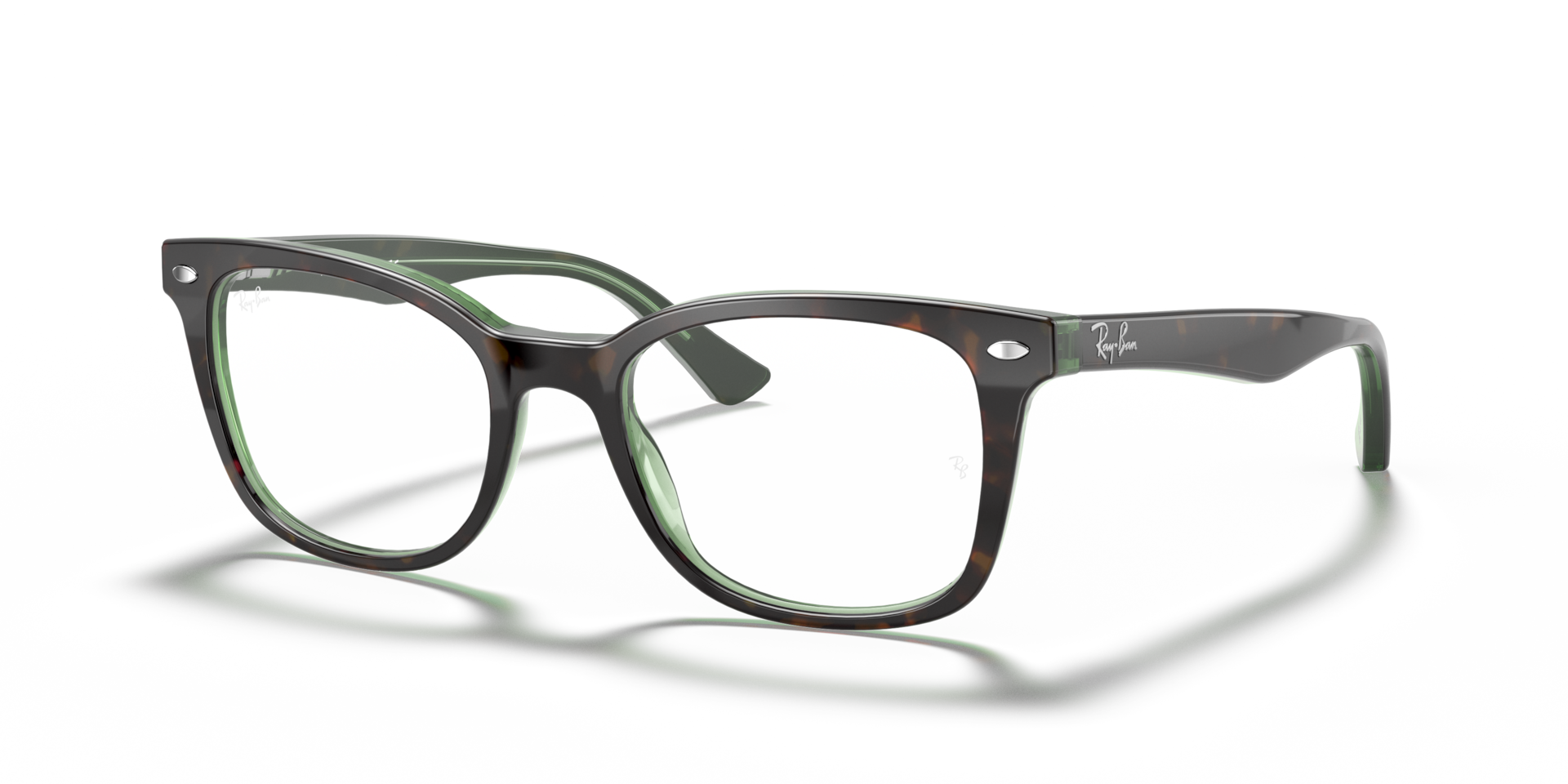RB5285 OPTICS Polarized Eyeglasses with Havana On Green and Clear