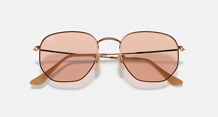 HEXAGONAL FLAT LENSES Sunglasses in Copper and Evolve Light Brown
