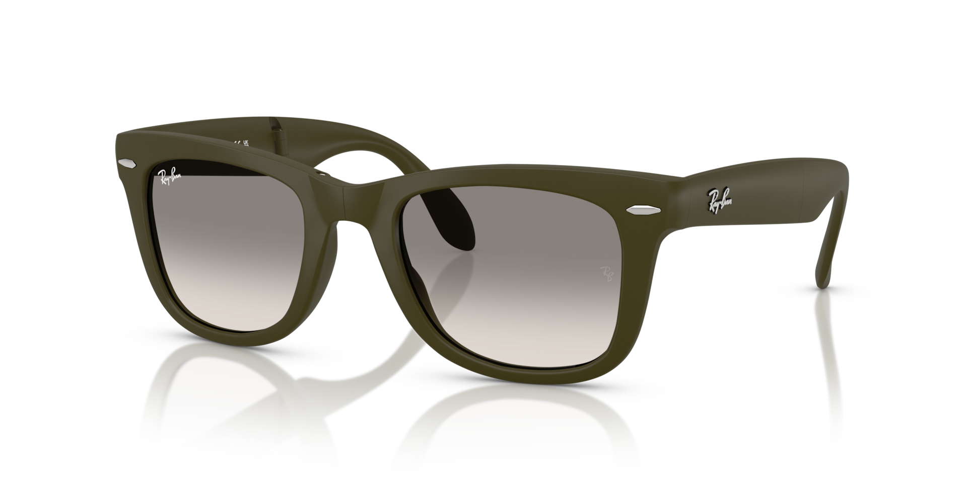 Ray-Ban Wayfarer Folding Classic Online Only Limited Lunettes De Soleil - Monture Vert Militaire Mat Verres Gris 50-22