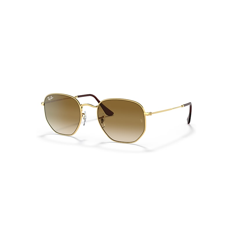 Ray-Ban Hexagonal Sunglasses Arista Gold Frame Brown Lenses 51-21