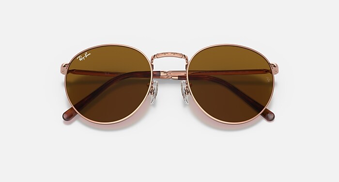 NEW ROUND Sunglasses in Rose Gold and Brown (53-21) - RB3637 | Ray