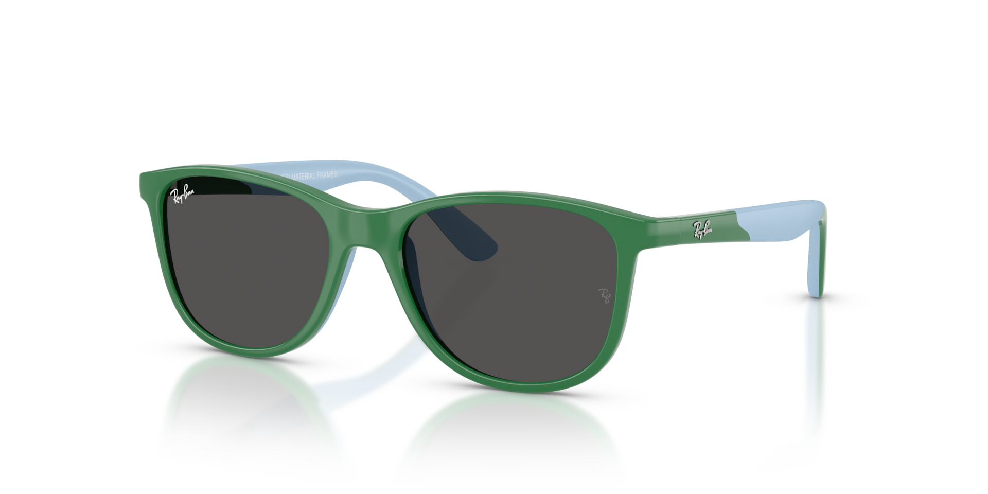 Ray-Ban Rb9077s Kids Bio-based Lunettes De Soleil - Monture Vert Sur Bleu Clair Caoutchouc Verres Gris 49-16 75 €