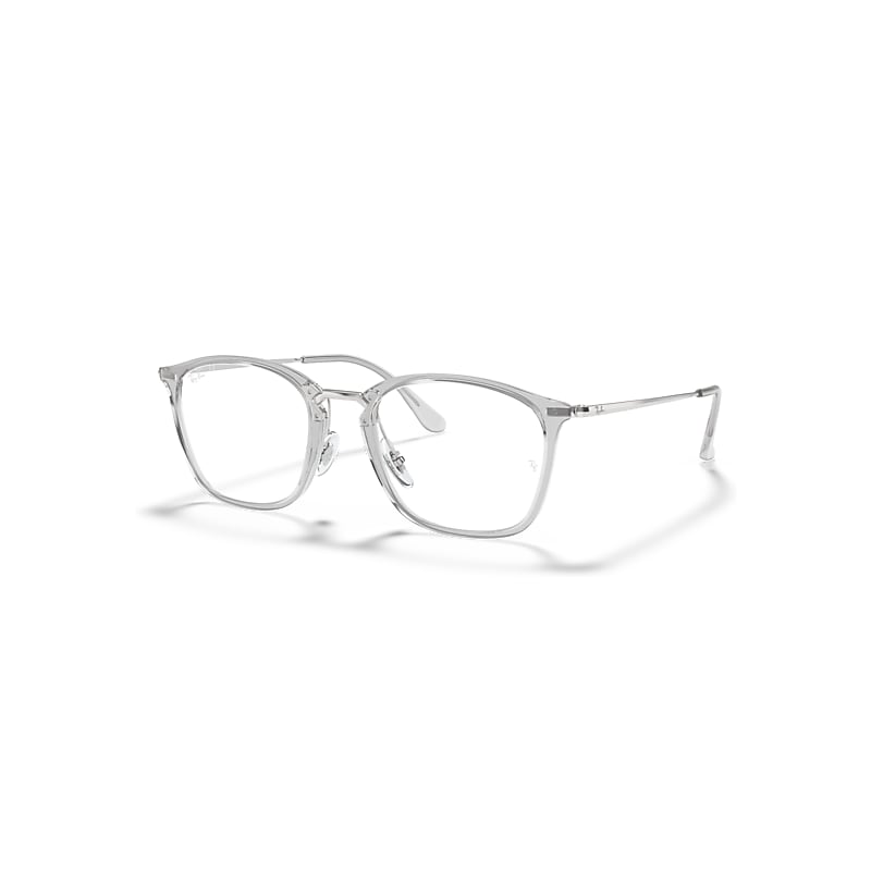 Ray-Ban Eyeglasses Unisex Rb7164 Optics - Silver Frame Clear Lenses Polarized 52-20