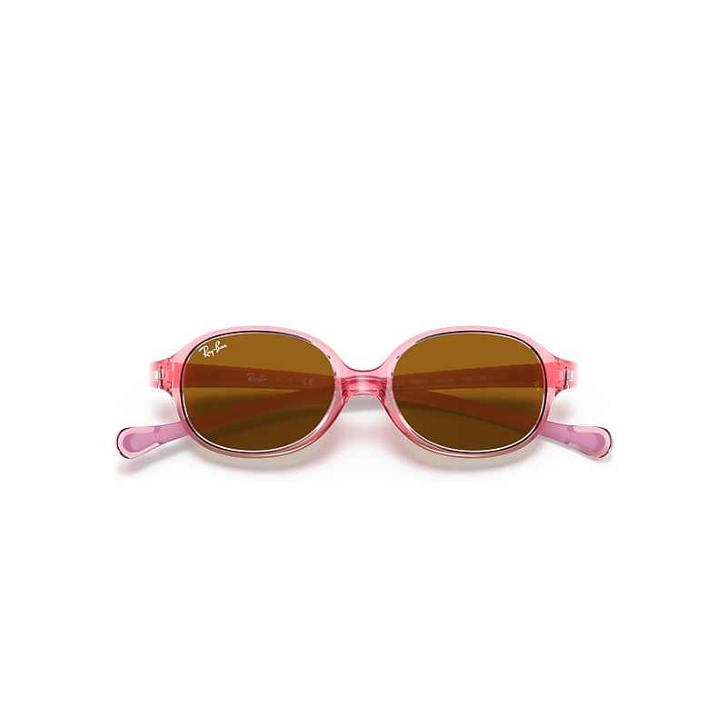 Ray-Ban Rb9187s Kids Sunglasses Pink Frame Brown Lenses 41-14