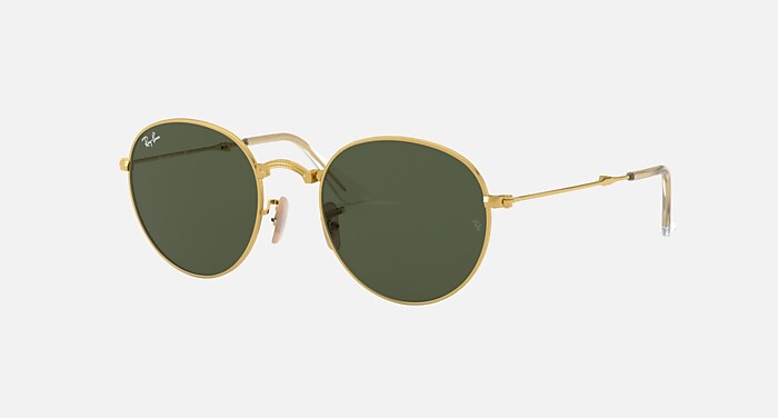 ROUND METAL FOLDING Sunglasses in Gold and G-15 Green (50-20