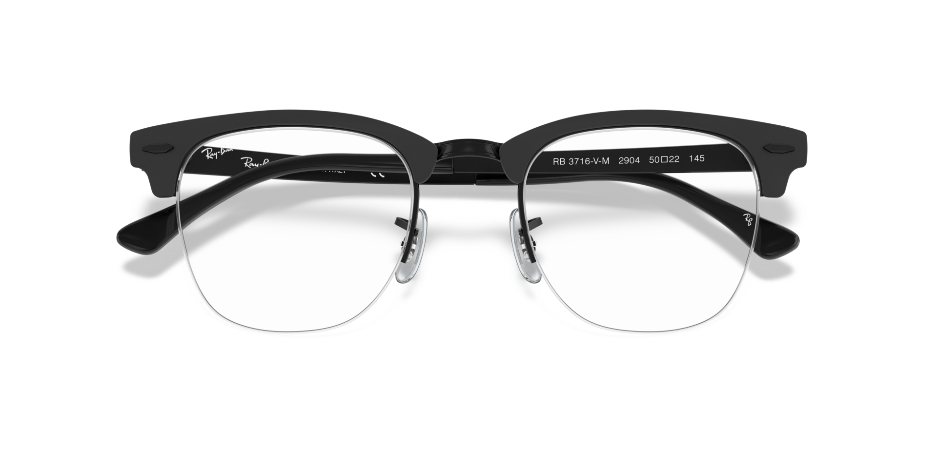 Ray-Ban Clubmaster Metal Optics Eyeglasses Black Frame Clear Lenses 50-22 166$