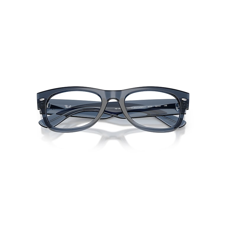 Ray-Ban Mega Wayfarer II Optics Optical Transparent Dark Blue Frame Clear Lenses Polarized 52-21
