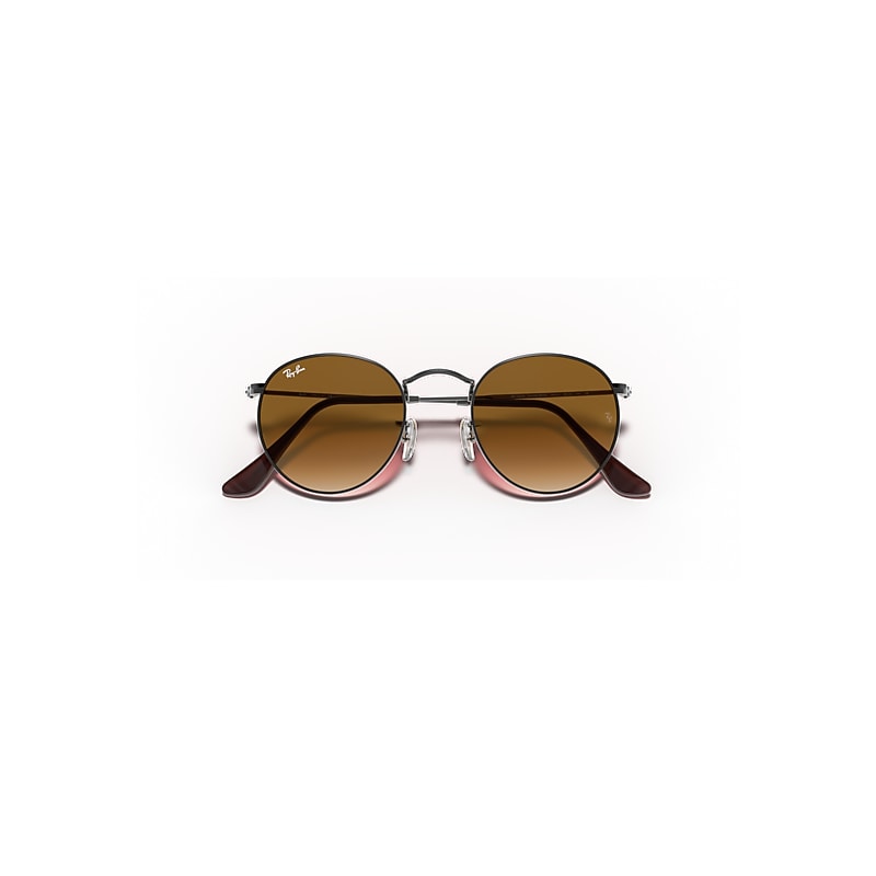 Ray-Ban Round Flat Lenses Sunglasses Gunmetal Frame Brown Lenses 50-21