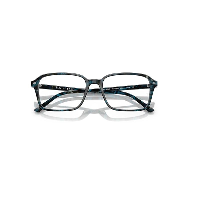 Ray-Ban Raimond Optics Eyeglasses Transparent Fantasy Blue & Grey Frame Clear Lenses Polarized 54-18