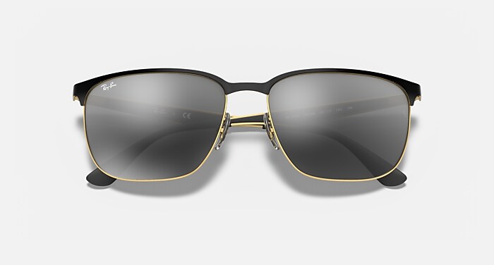 RB3569 Sunglasses in Black On Gold and Grey Gradient Mirror 