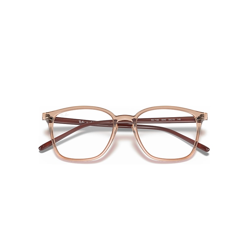 Ray-Ban Rb7185 Optical Shiny Brown Frame Clear Lenses Polarized 52-18