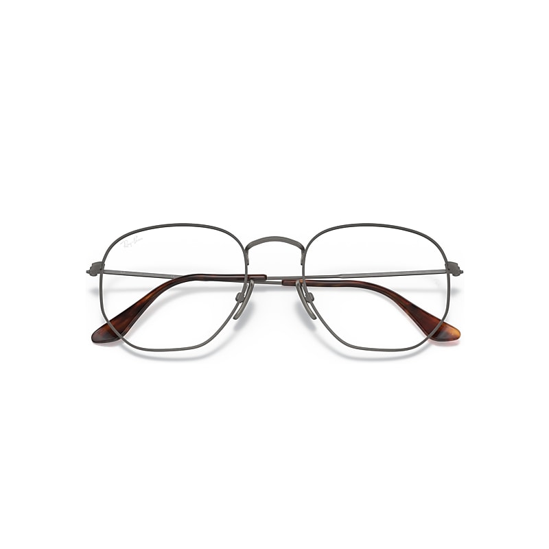 Ray-Ban Hexagonal Titanium Optics Eyeglasses Gunmetal Frame Clear Lenses Polarized 51-21