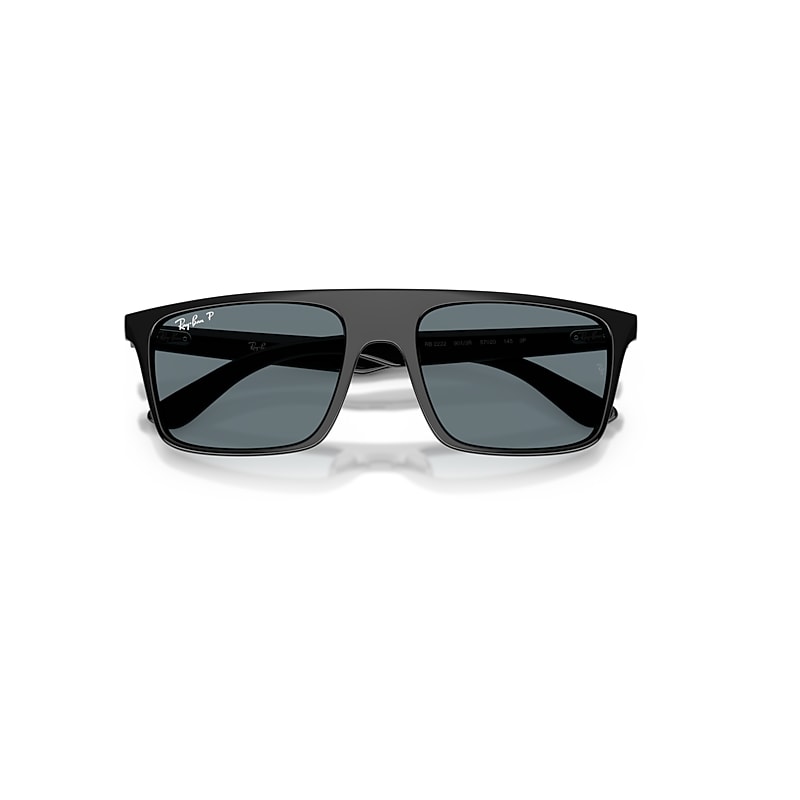 Ray-Ban Rb2222 Sunglasses Black Frame Blue Lenses Polarized 55-20
