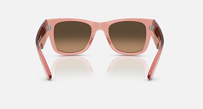 MEGA WAYFARER Sunglasses in Transparent Pink and Light Brown
