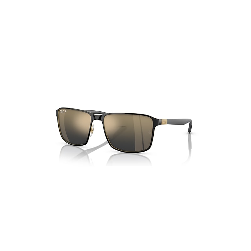 Ray-Ban RB3721CH, Black On Gold Polarized Sunglasses Blue & Gold Polarised+ lenses, Mojo Glasses - Image 6