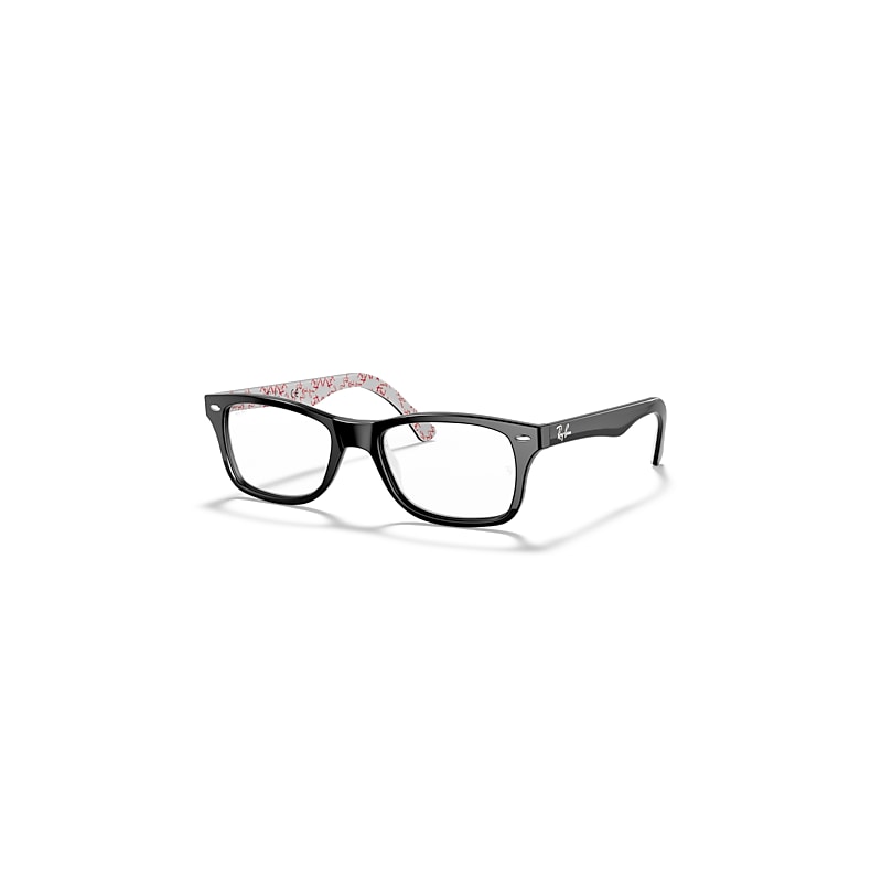 Ray-Ban Eyeglasses   Optics - Black On White Frame Clear Lenses 50-17, RB5228