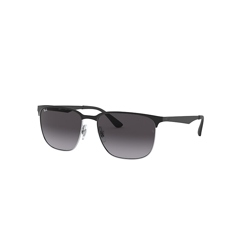 Ray-Ban Sunglasses   - Black On Silver Frame Grey Lenses 59-17, RB3569