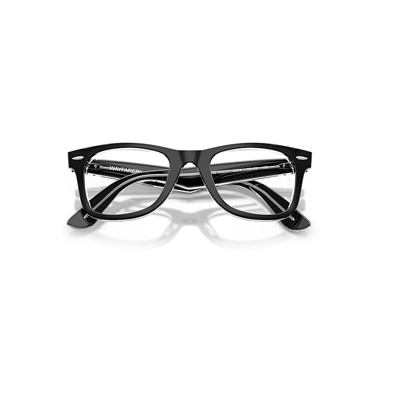 Ray-Ban Wayfarer Ease Optics Optical Black On Transparent Frame Clear Lenses Polarized 50-22