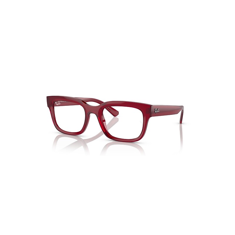 Ray-Ban Eyeglasses Chad Optics Bio-Based - Transparent Red Frame Clear Lenses Polarized 52-22, RX7217 - Image 1